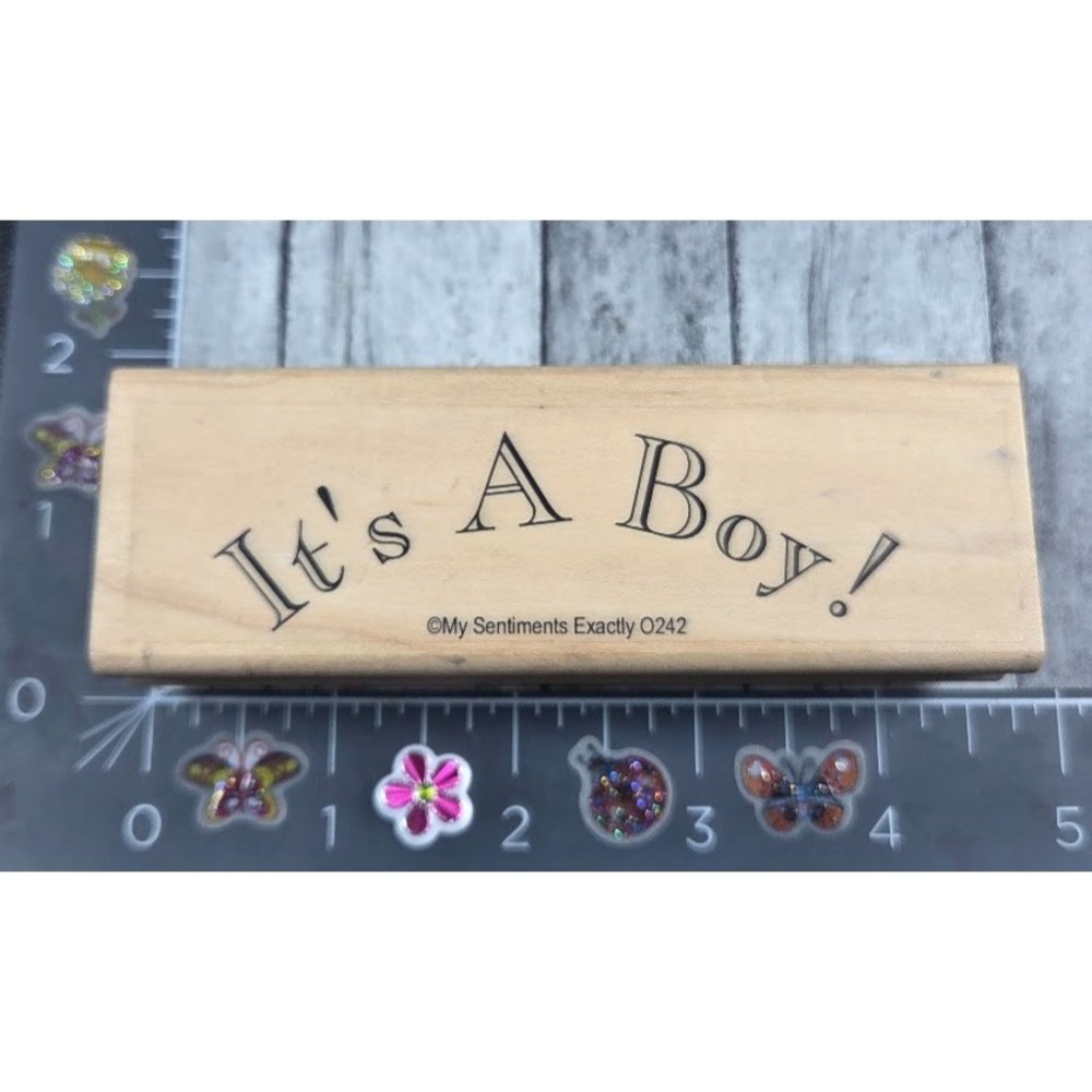 My Sentiments Exactly! It's A Boy Baby Announcement Rubber Stamp Wood #S8